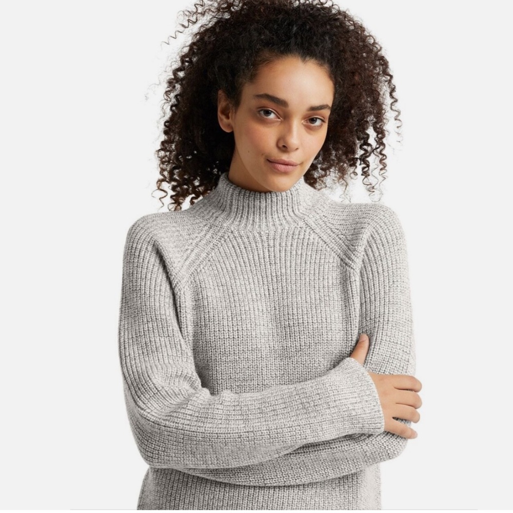 Icebreaker Hillock wool mockneck ribbed sweater grey NWT